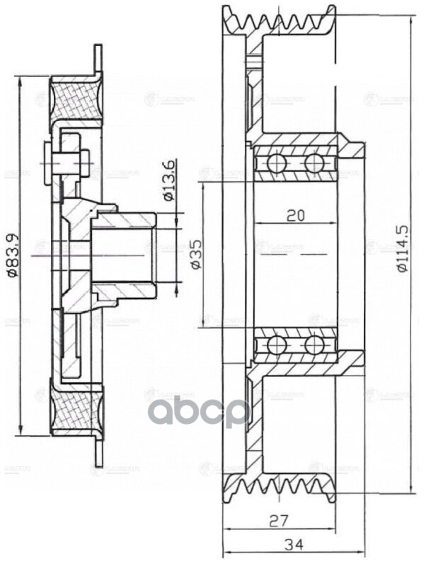Муфта компрессора кондиц. в сборе для а/м KIA Optima (10-) 2.0i/2.4i (LCC 0803) LUZAR арт. lcc-0803