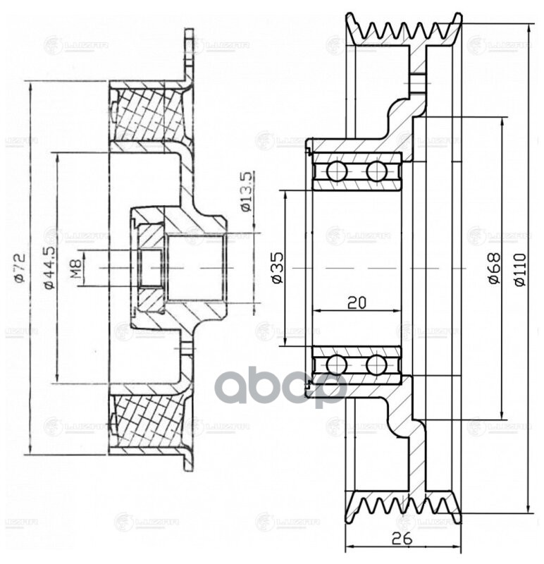 Муфта компрессора кондиц. в сборе для а/м Skoda Octavia A5 (04-) (тип Zexel/Valeo) (LCC 1804) LUZAR арт. LCC1804