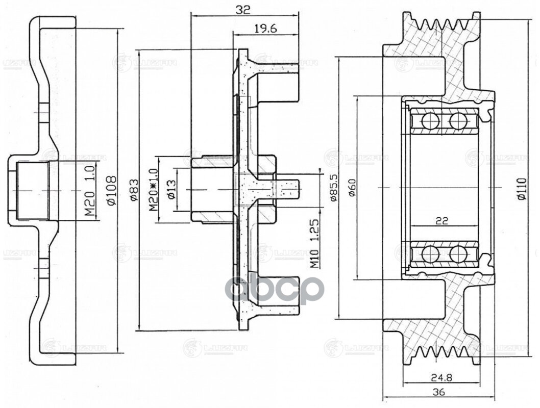 Муфта компрессора кондиц. в сборе для а/м Opel Corsa D (06-) (LCC 2101) LUZAR арт. lcc-2101