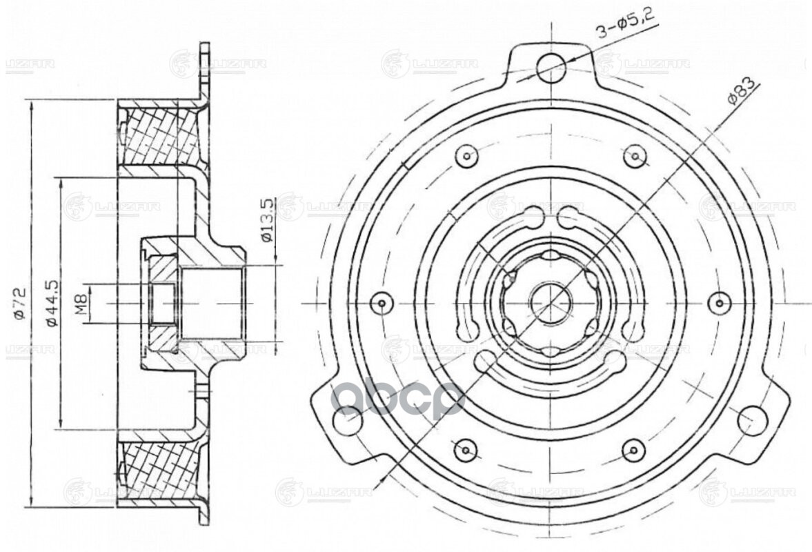 Пластина срывная муфты компрессора кондиц. для а/м Skoda Octavia A5 (04-) (тип Zexel/Valeo) (LCH 180 LUZAR арт. LCH1804