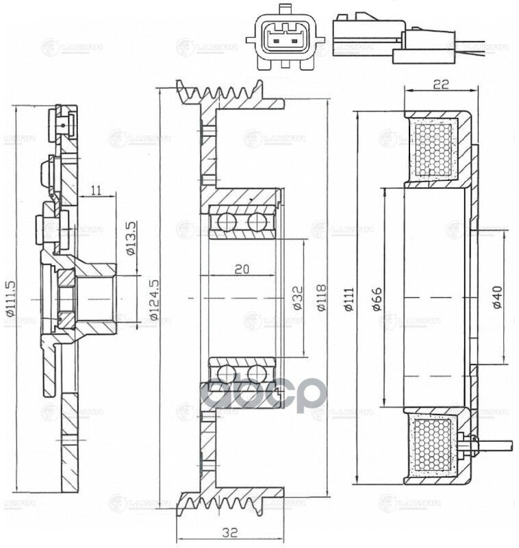 Муфта эл/магн. компрессора кондиц. для а/м Renault Fluence (10-)/Duster (12-) 1.6i (LMAC 0904) LUZAR арт. lmac-0904