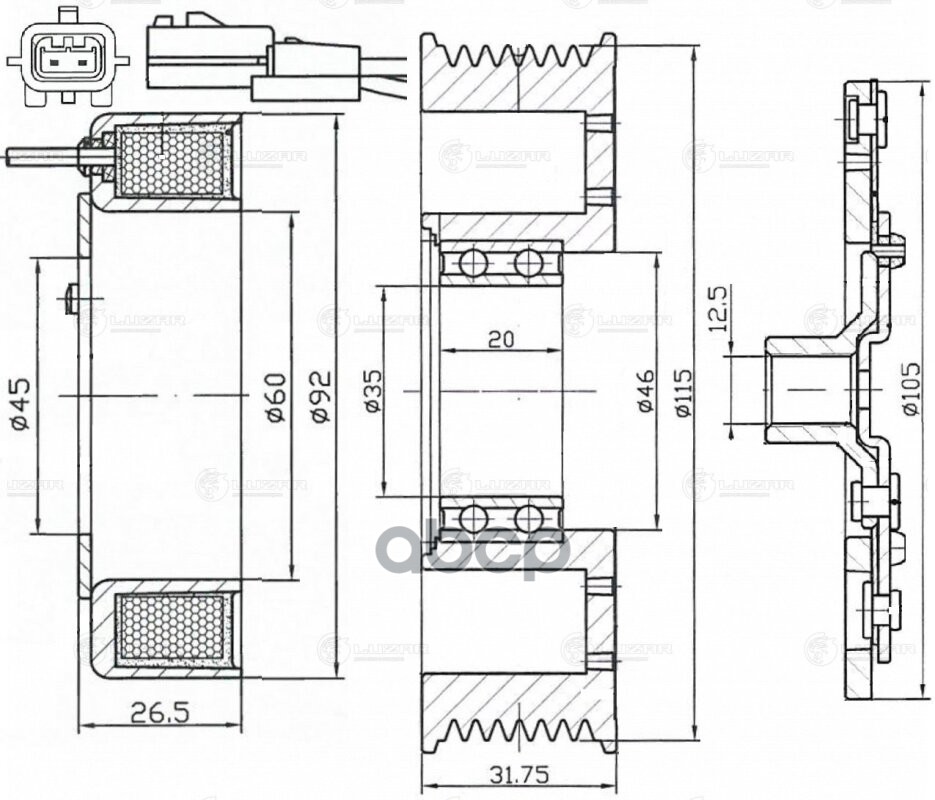 Муфта эл/магн. компрессора кондиц. для Nissan Qashqai 06- 1.6i LMAC1406 LUZAR арт. LMAC1406