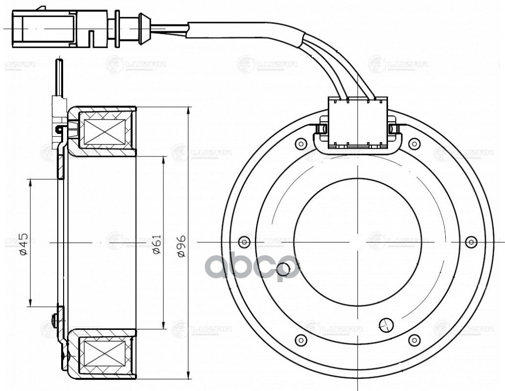 Катушка эл/магн. компрессора кондиц. для а/м VW Polo Sedan (11-) 1.6i (LMCC 1801) LUZAR арт. lmcc-1801
