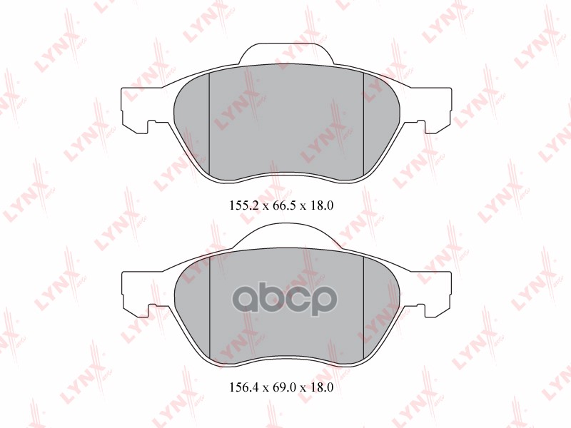 Колодки тормозные передние RENAULT Clio 2.0 06> / Megane 1.4-2.0D 02> / Scenic 1.4-1.9D 03> LYNXauto арт. bd-6315