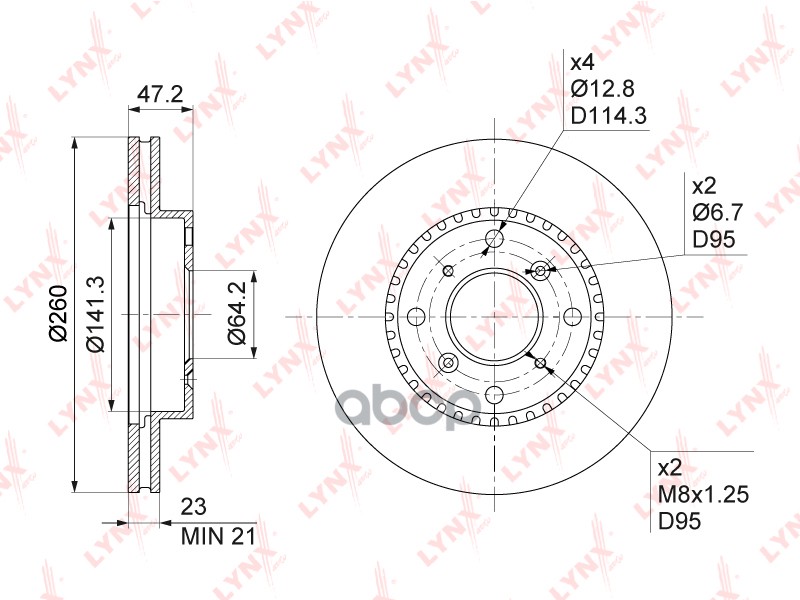 Диск Тормозной | Перед | LYNXauto арт. BN1041