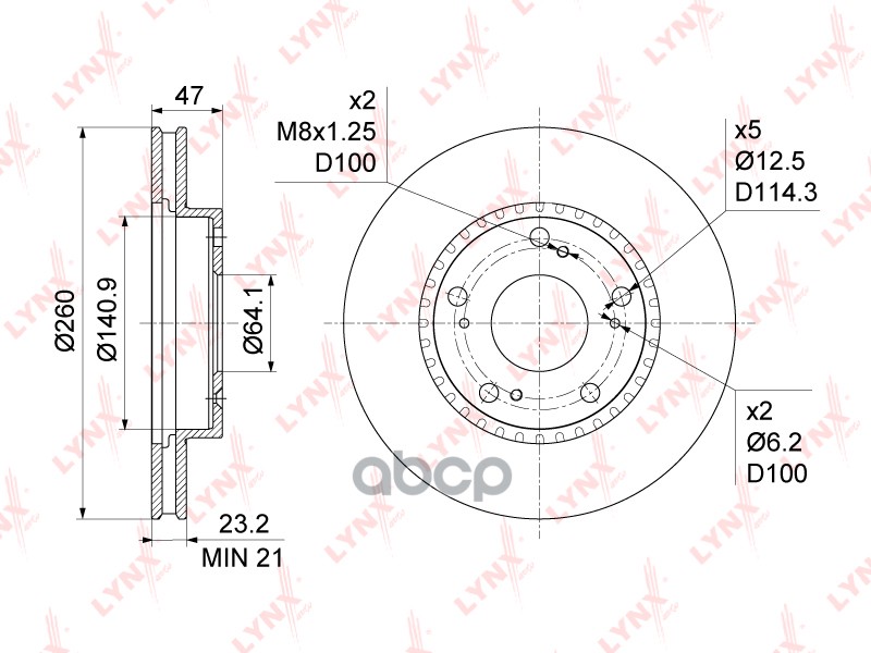Диск Тормозной | Перед | LYNXauto арт. BN1044