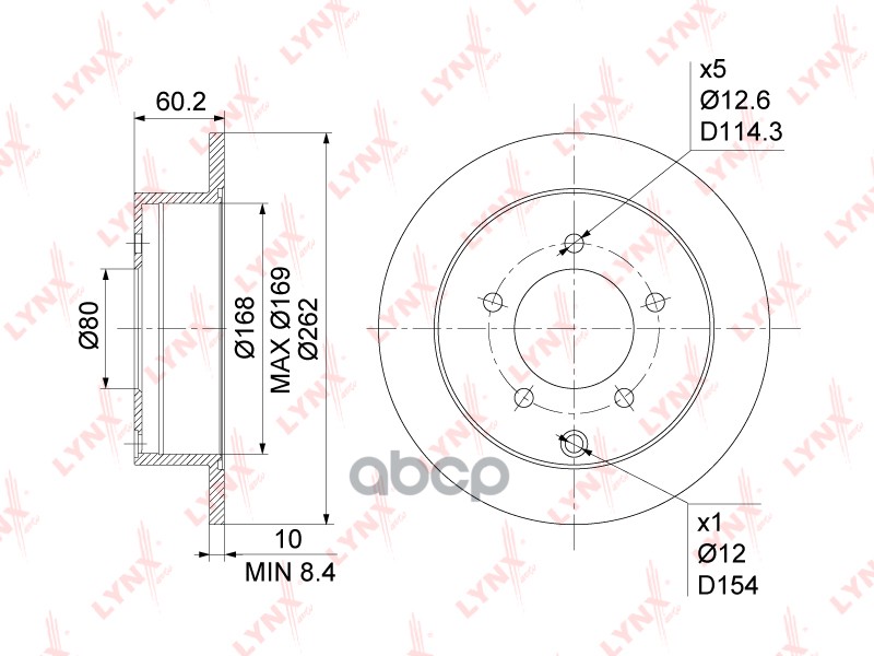 Диск тормозной задний (262x10) подходит для MITSUBISHI Lancer(CY/X) 1.5-2.4 08  BN-1086 LYNXauto арт. BN-1086