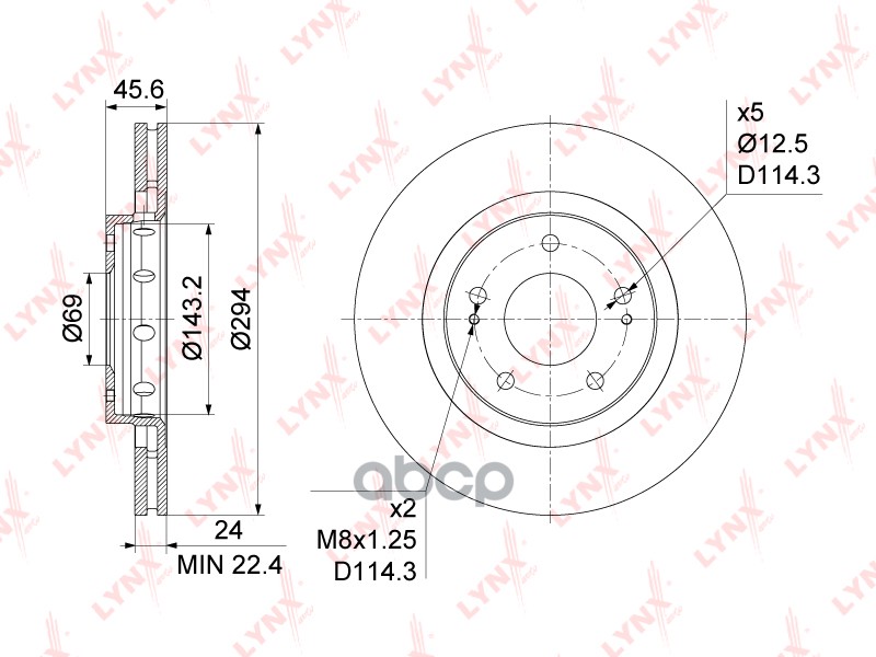 Диск тормозной передний (294x24) MITSUBISHI Outlander/Airtrek I-III 2.0-3.0 02, CITROEN C-Crosser(EP) 2.0-2.4 07, PEUGEOT 400...
