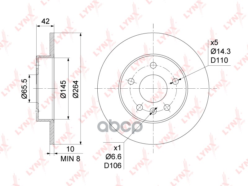 Диск тормозной задний (264x10) подходит для OPEL Astra G-H 1.2-2.2D 99 / Meriva 1.3D-1.8 03 / Zafira A/B 1.6-2.2D 99 BN-1119 ...