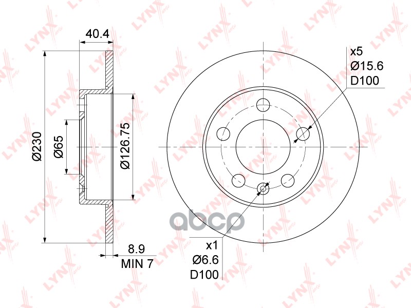 Диск тормозной задний (232x9) AUDI A3 1.6-1.8 96-03  SKODA Fabia I-III 1.0-2.0 99> / Octavia(1U) 1.4 LYNXauto арт. bn-1194
