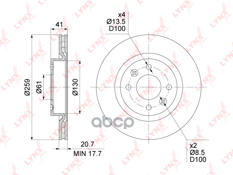 Диск Тормозной | Перед Прав/Лев | LYNXauto арт. BN1418