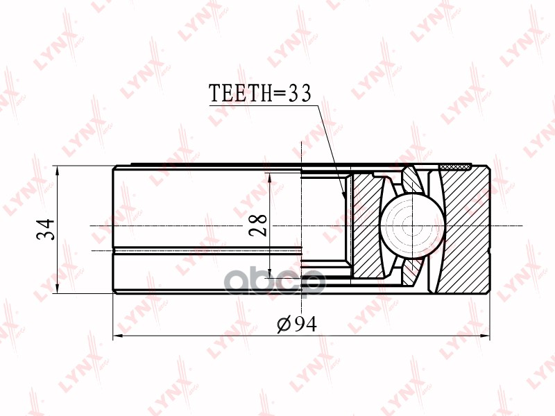 ШРУС внутренний AUDI 80 2.3 91-96 / A2 1.4-1.6  SKODA Fabia I-II 1.2-1.9D 99-14 / Octavia(1U) 1.4-1. LYNXauto арт. ci-8015