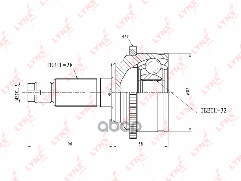 ШРУС наружный MAZDA 6 1.8-2.3 02-07 LYNXauto арт. co-5101a