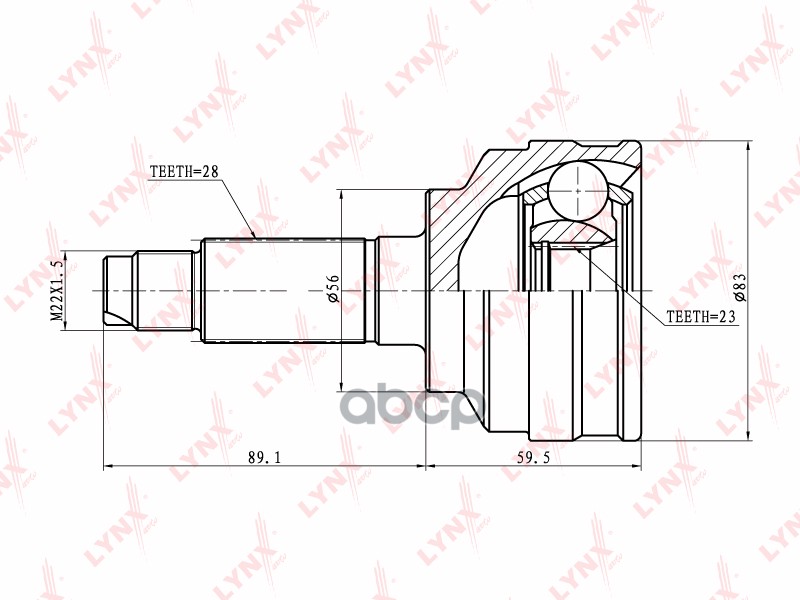 ШРУС наружный MAZDA Capella/626/Telster 1.8-2.0 >97/MX-6 2.0 91-96 LYNXauto арт. co-5105