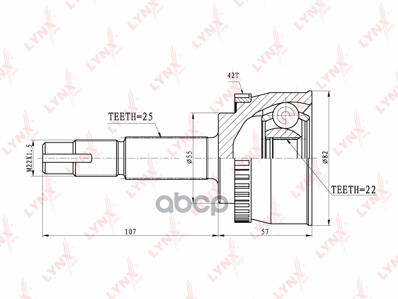 ШРУС наружный NISSAN Almera(N15) 1.4-2.0D 95-00/Pulsar 1.3 90-95 LYNXauto арт. co-5702a