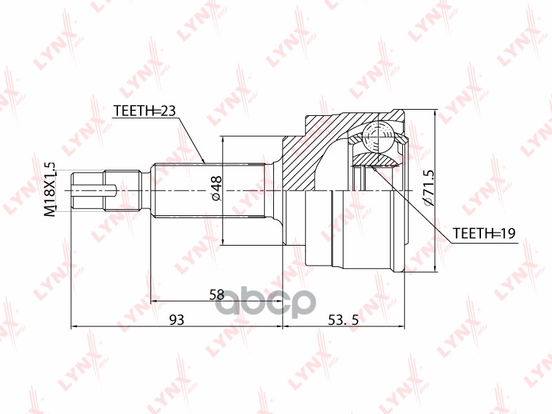 ШРУС наружный NISSAN March/Micra(K11) 1.0 92-00 LYNXauto арт. co-5715
