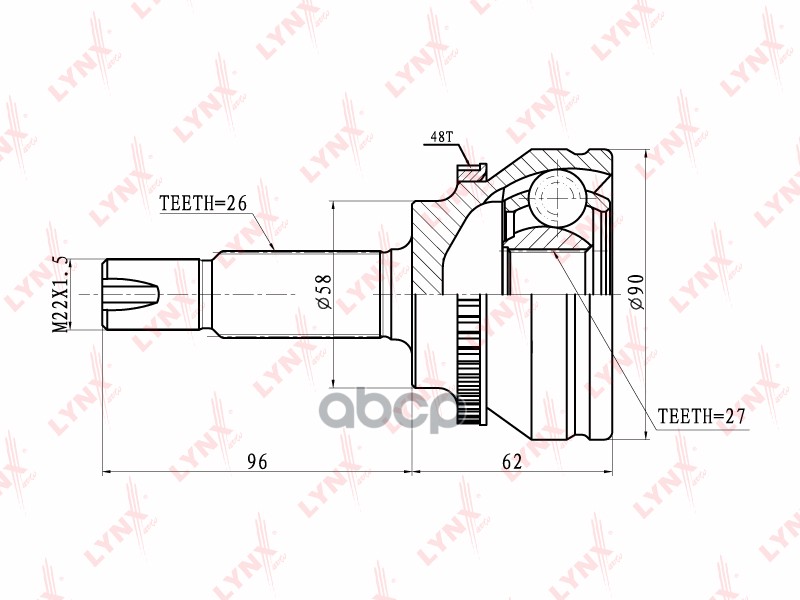 Шрус Наружный | Перед Прав/Лев | LYNXauto арт. CO7503A