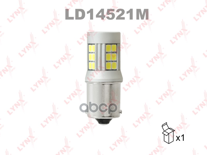 Лампа светодиодная LED P21W S25 12V BA15S 6200K LYNXauto арт. ld14521m