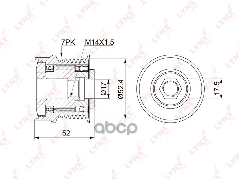 Муфта свободного хода генератора TOYOTA Camry(V40/V50) 3.5 08> / Highlander 3.5 07> / Land Cruiser P LYNXauto арт. pa-1150