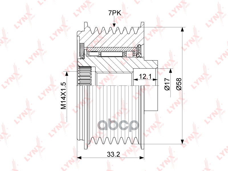 Муфта свободного хода генератора TOYOTA Auris(E150/E180) 2.0D-2.2D 07> / Avensis(T25/T27) 2.0D-2.2D LYNXauto арт. pa-1167