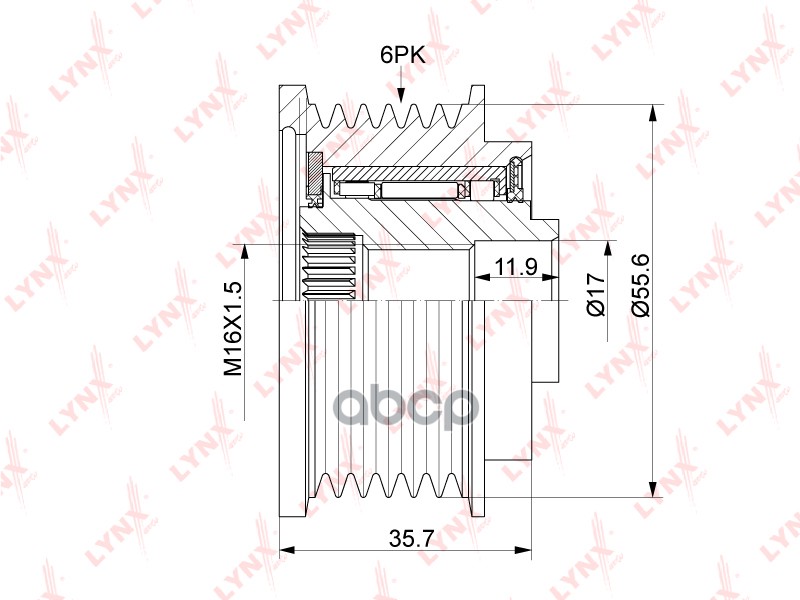 Муфта свободного хода генератора PA-1180 LYNXauto арт. PA-1180