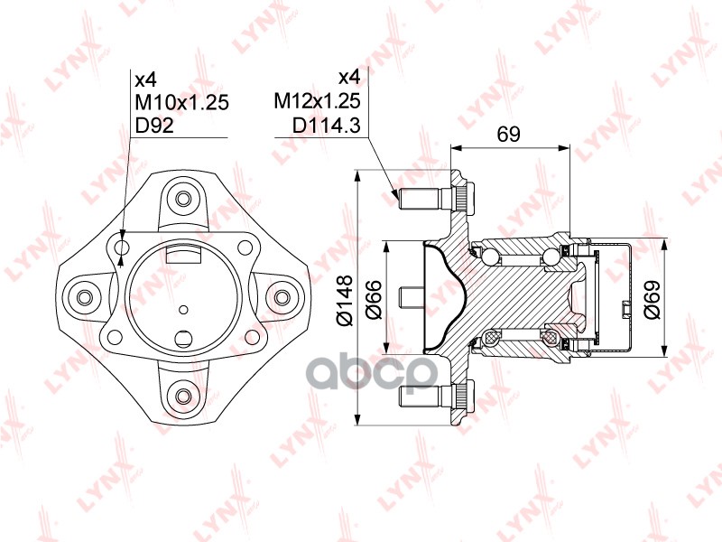 Ступица задняя в сборе NISSAN Tiida 1.5D-1.8 EU 07> LYNXauto арт. wh-1073