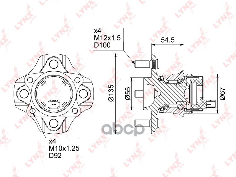 Ступица задняя в сборе с ABS TOYOTA Yaris(P10) 1.0-1.5 99-05 / Yaris Verso(P20) 1.3-1.5 2WD 99-05 / LYNXauto арт. wh-1204