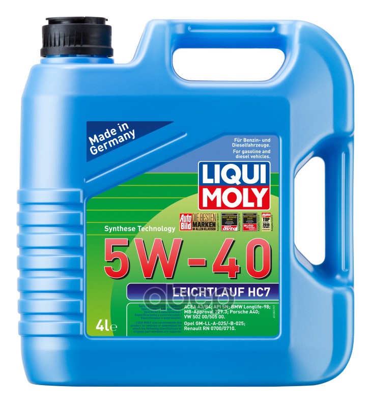 LIQUI MOLY 5W-40 Leichtlauf Hc 7, 4Л (Нс-Синт.мотор.масло)