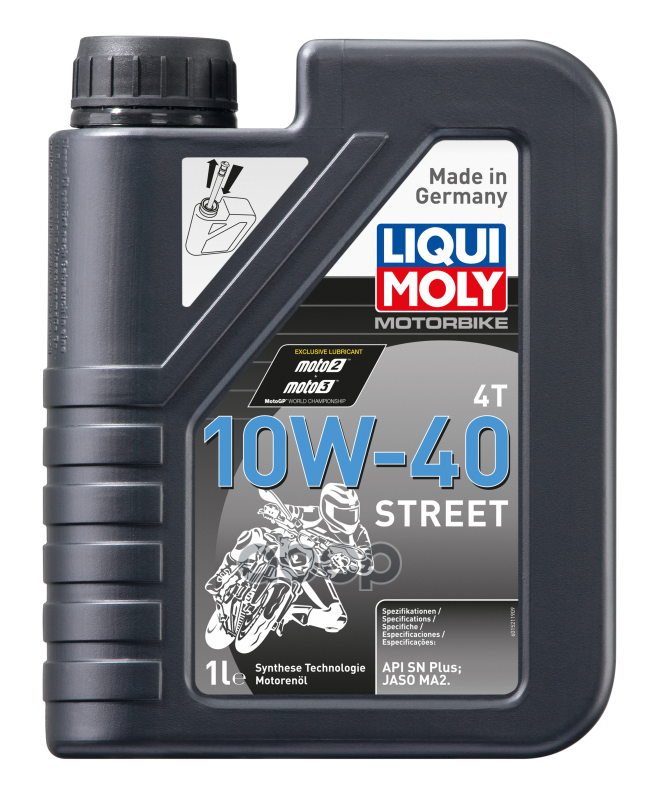 Масло моторное синтетическое НС-для 4-т мотоц Motorbike 4T Street 10W-40 SN Plus MA2 1л (7609) 1521 LIQUI MOLY арт. 1521