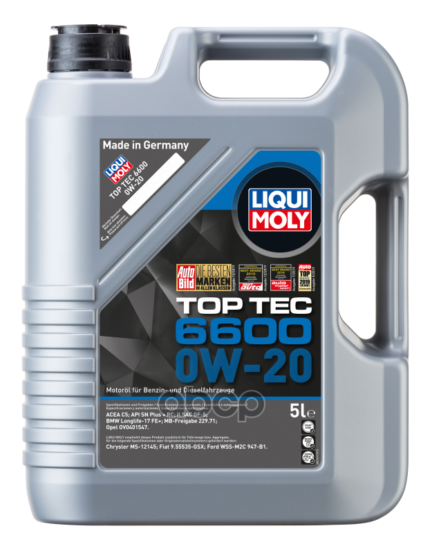LIQUI MOLY Масло моторное синтетическое НС-Top Tec 6600 0W-20 SP C6/C5 GF-6A 5л 21411