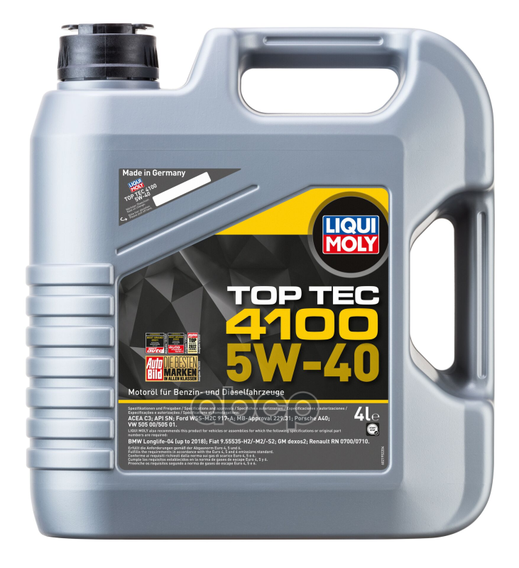 LIQUI MOLY Масло моторное синтетическое НС-Top Tec 4100 5W-40 SN C3 4л (7547) 2195