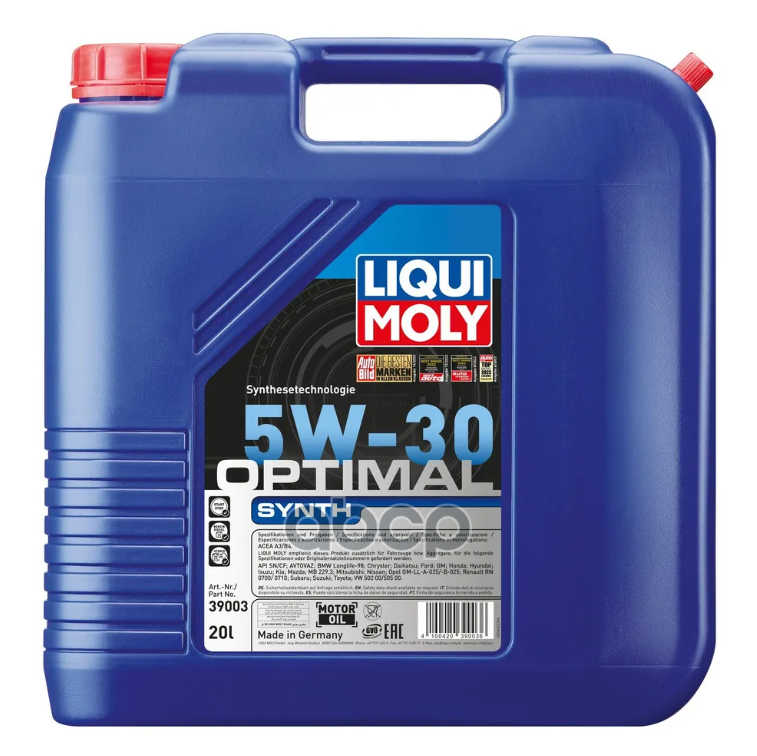 LIQUI MOLY Масло Моторное Синтетическое Optimal Ht Synth 5W30 Api Sn/Cf Acea A3/B4 20Л