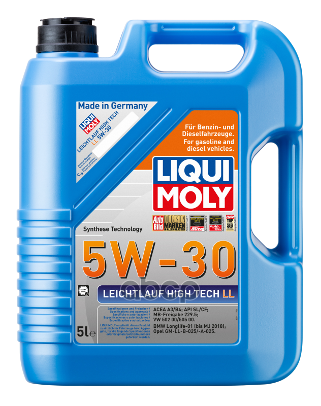 Liqui moly , Замена 9507 5W-30 Leichtlauf High Tech Ll, 5Л (Нс-Синт.мотор.масло)