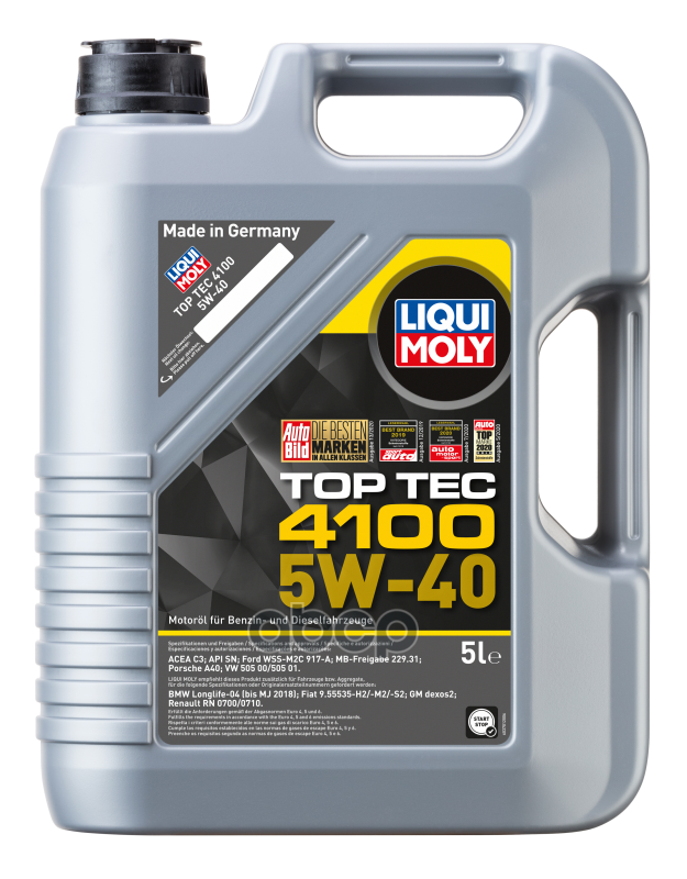 LIQUI MOLY Масло моторное синтетическое НС-Top Tec 4100 5W-40 SN C3 5л (9511) 7501