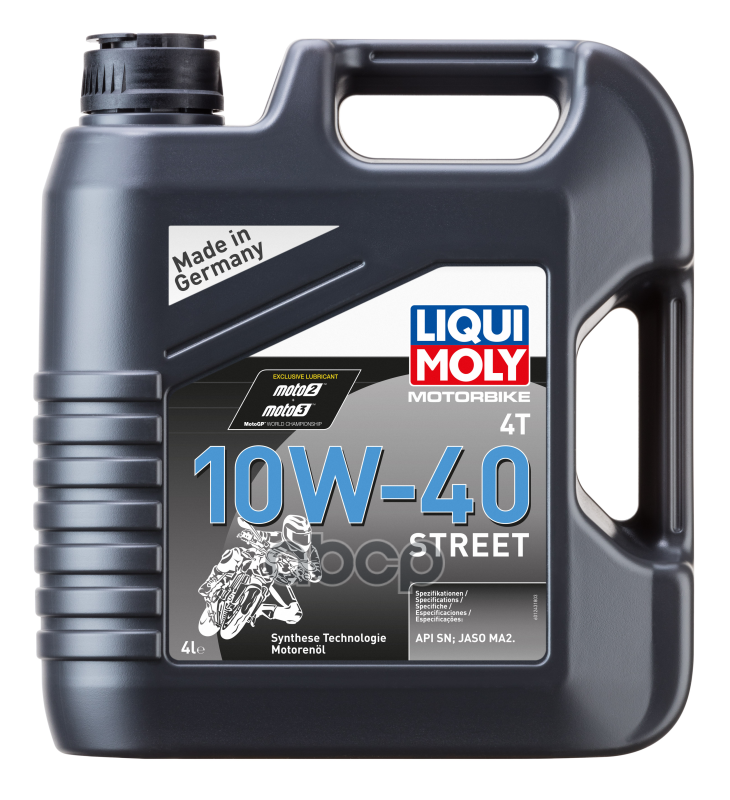 Масло моторное синтетическое НС-для 4-т мотоц Motorbike 4T Street 10W-40 SN Plus MA2 4л (1243) 7512 LIQUI MOLY арт. 7512