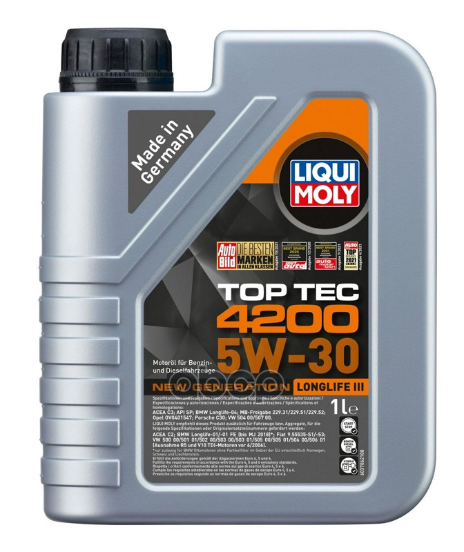 LIQUI MOLY Масло моторное синтетическое НС-Top Tec 4200 5W-30 New Generation SP C3 1л (7660) 8972