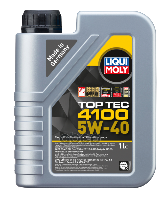LIQUI MOLY Масло моторное синтетическое НС-Top Tec 4100 5W-40 SN C3 1л (7500) 9510