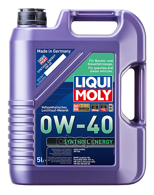 LIQUI MOLY Масло моторное синтетическое Synthoil Energy 0W-40 SN A3/B4 5л 9515