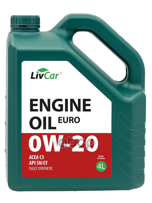 LivCar Масло моторное LIVCAR Engine Oil EURO 0W-20 ACEA C5 API SN/CF (4л) LC7110020-004