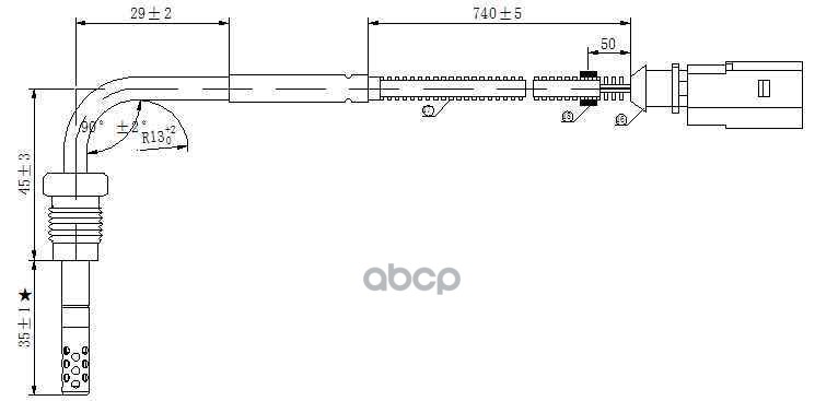 Датчик температуры выхлопных газов AUDI A4 1.9 TDI (2004>) 2.0 TDI 2004-  A6 2.0 TDI (2004>) MAGTECHNIC арт. mag0053og