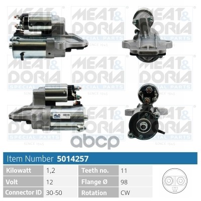 Стартер 12V 1 2KW Ford C-Max (DM2) 1.8 MEAT & DORIA арт. 5014257