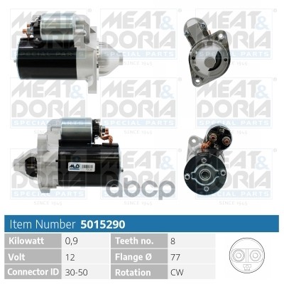 Стартер 12V 0 9KW Hyundai Accent II  Kia Cerato I MEAT & DORIA арт. 5015290