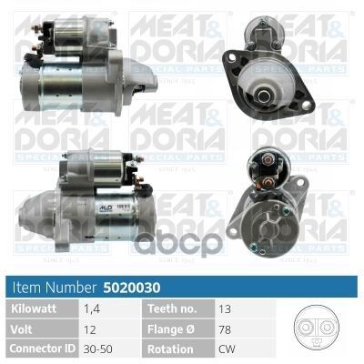 Стартер 12V 1 4KW Opel Astra G (T98)  Corsa C (X01) 1.7 CDTI MEAT & DORIA арт. 5020030
