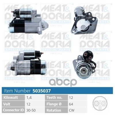 Стартер 12V 1 4KW Renault Clio III  Dacia Sandero 1.5 dCi MEAT & DORIA арт. 5035037