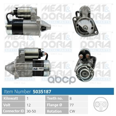 Стартер 12V 1KW Mitsubishi Carisma (DA)  Volvo S40 I MEAT & DORIA арт. 5035187