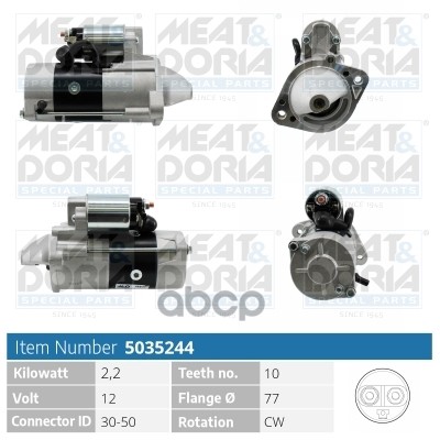 Стартер 12V 2 2Kw Hyundai Porter  Mitsubishi Pajero I 2.5 D MEAT & DORIA арт. 5035244