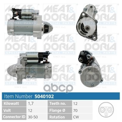 Стартер 12V 1 7KW Mercedes C (W204)  E (C207) MEAT & DORIA арт. 5040102