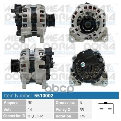 Генератор 14V 90A Dacia Sandero  Dokker (KE) 1.6 MEAT & DORIA арт. 5510002