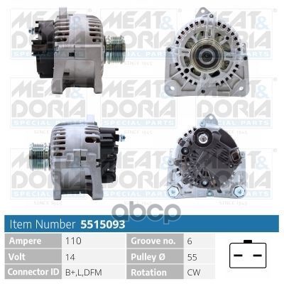 Генератор 14V 110A Renault Clio Ii  Dacia Duster (Hs) MEAT & DORIA арт. 5515093