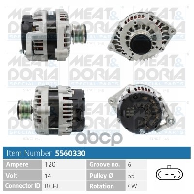Генератор 14V 120A Chevrolet Captiva (C100  C140)  Opel Antara A (L07) 2.0 D MEAT & DORIA арт. 5560330